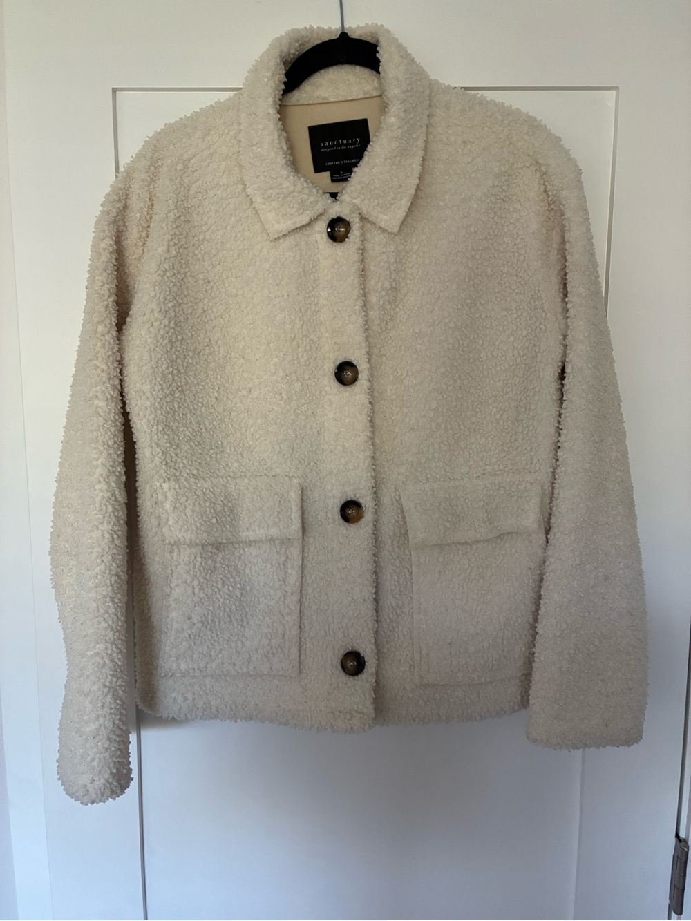 Sanctuary Cream Teddy Button-Front Jacket